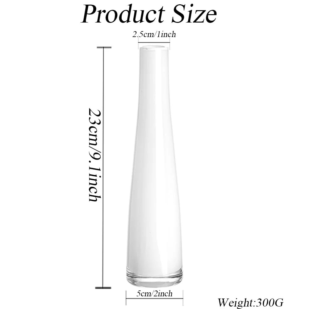 White Conical Glass Decorative Vase