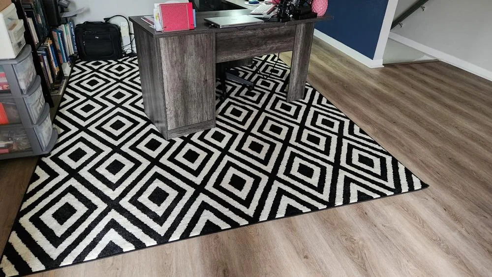Black and White Geometric Area Rug