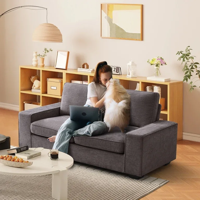 Modern Dark Gray Fabric Sofa