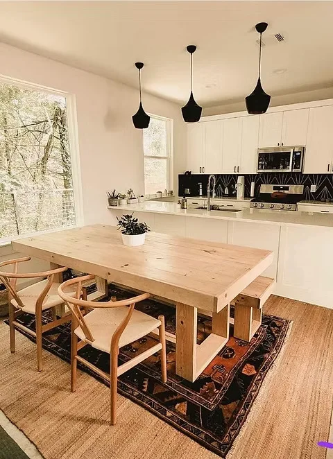 Natural Wood Rectangular Dining Table
