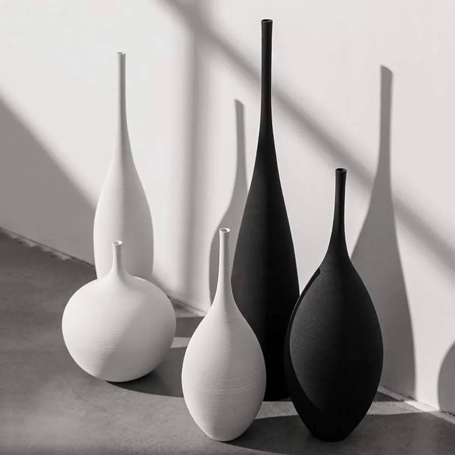Matte Black Textured Decorative Vase