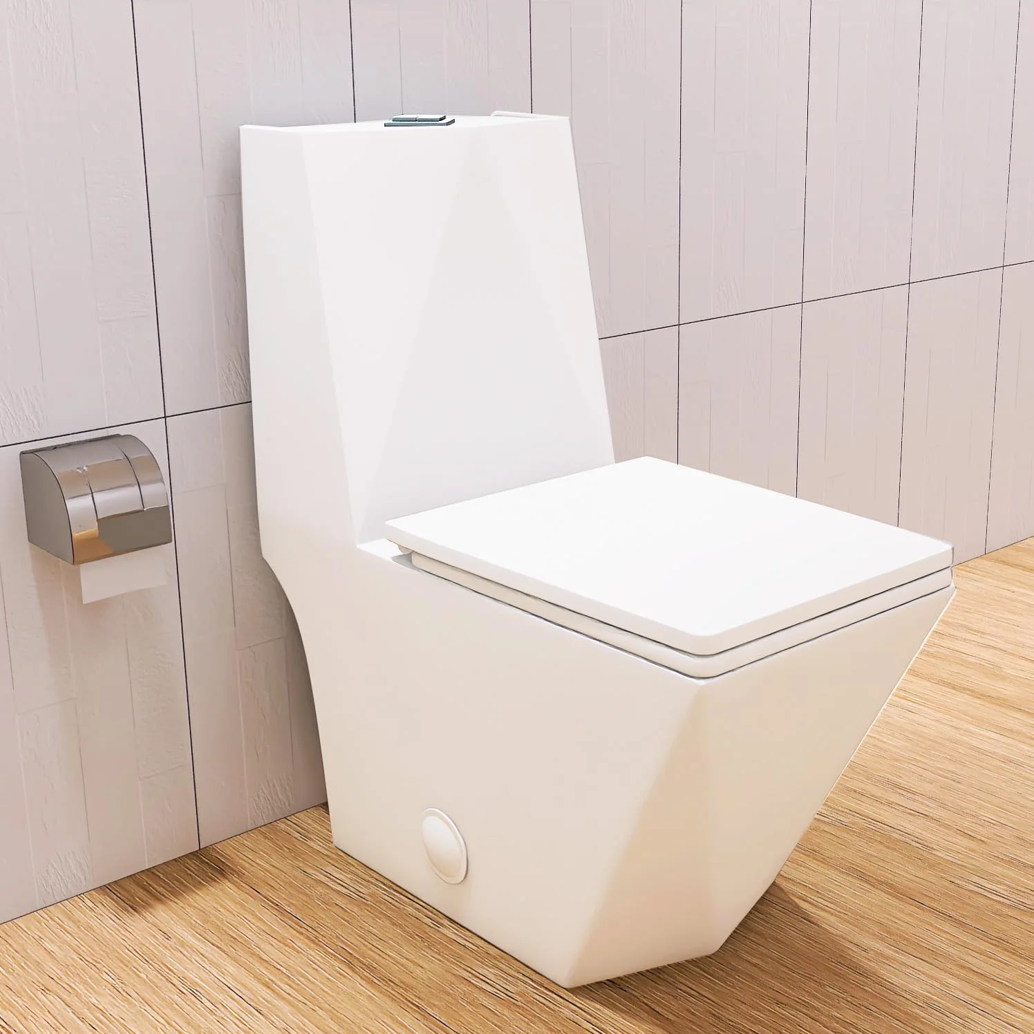 Geometric White Ceramic Toilet