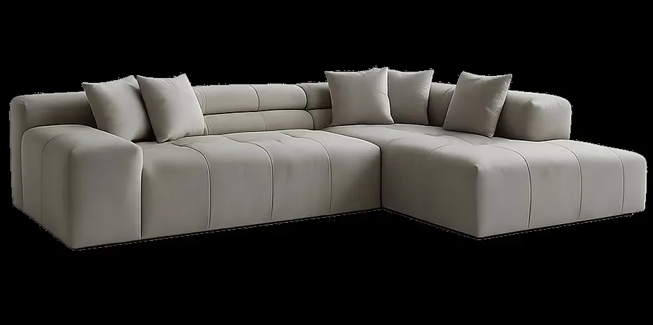 Modern Gray Tufted Sectional Sofa