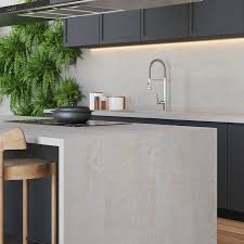 Minimalist Gray Stone Kitchen Island