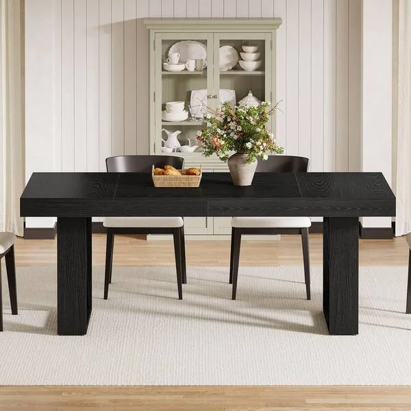 Roesler Black Rectangular Wood Dining Table