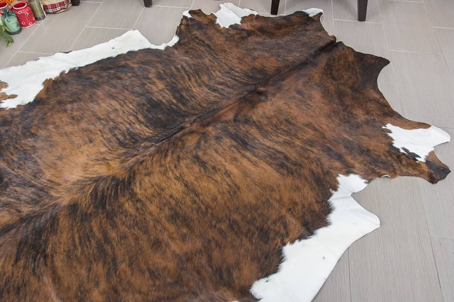 Brindle and White Cowhide Rug