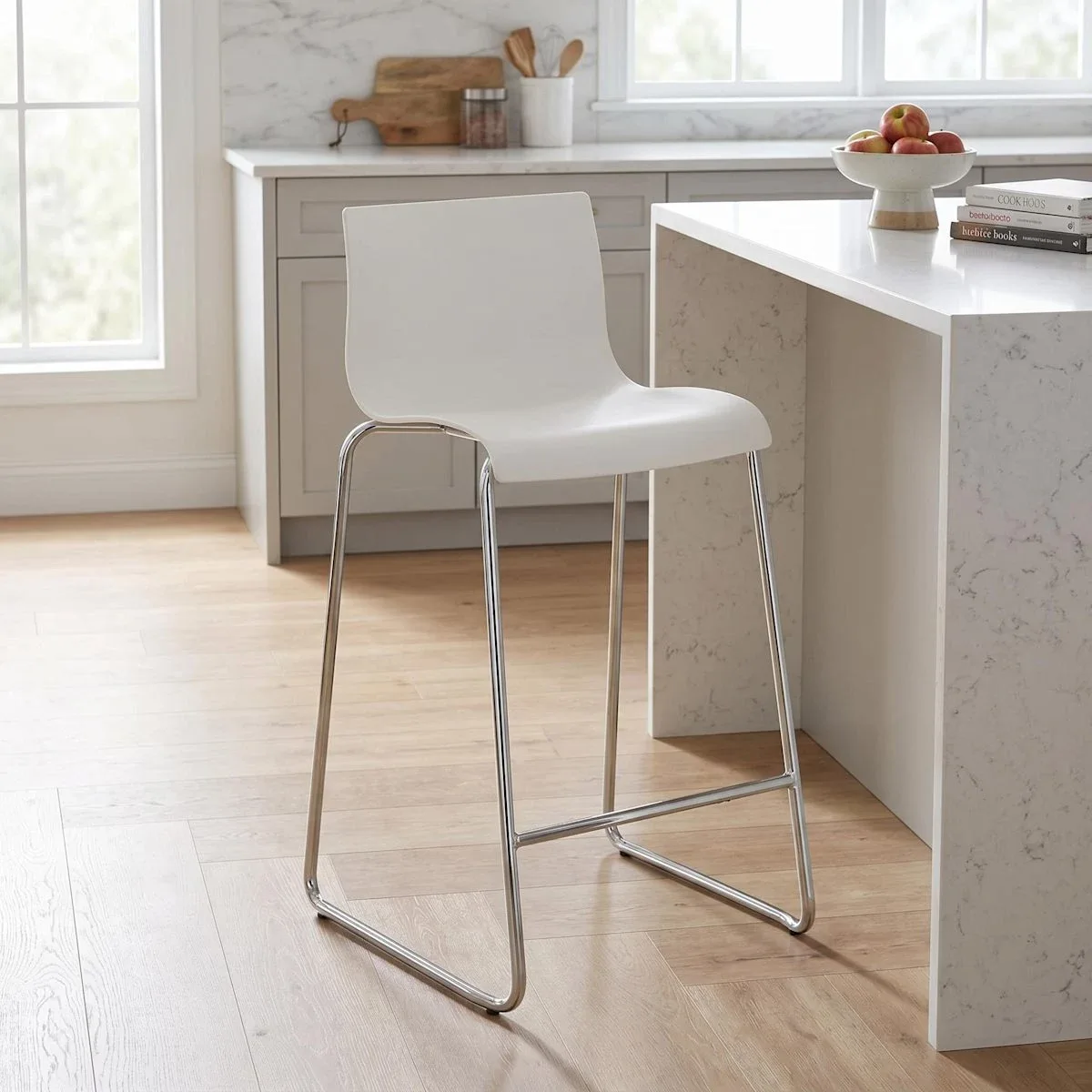Dario White Modern Bar Stool