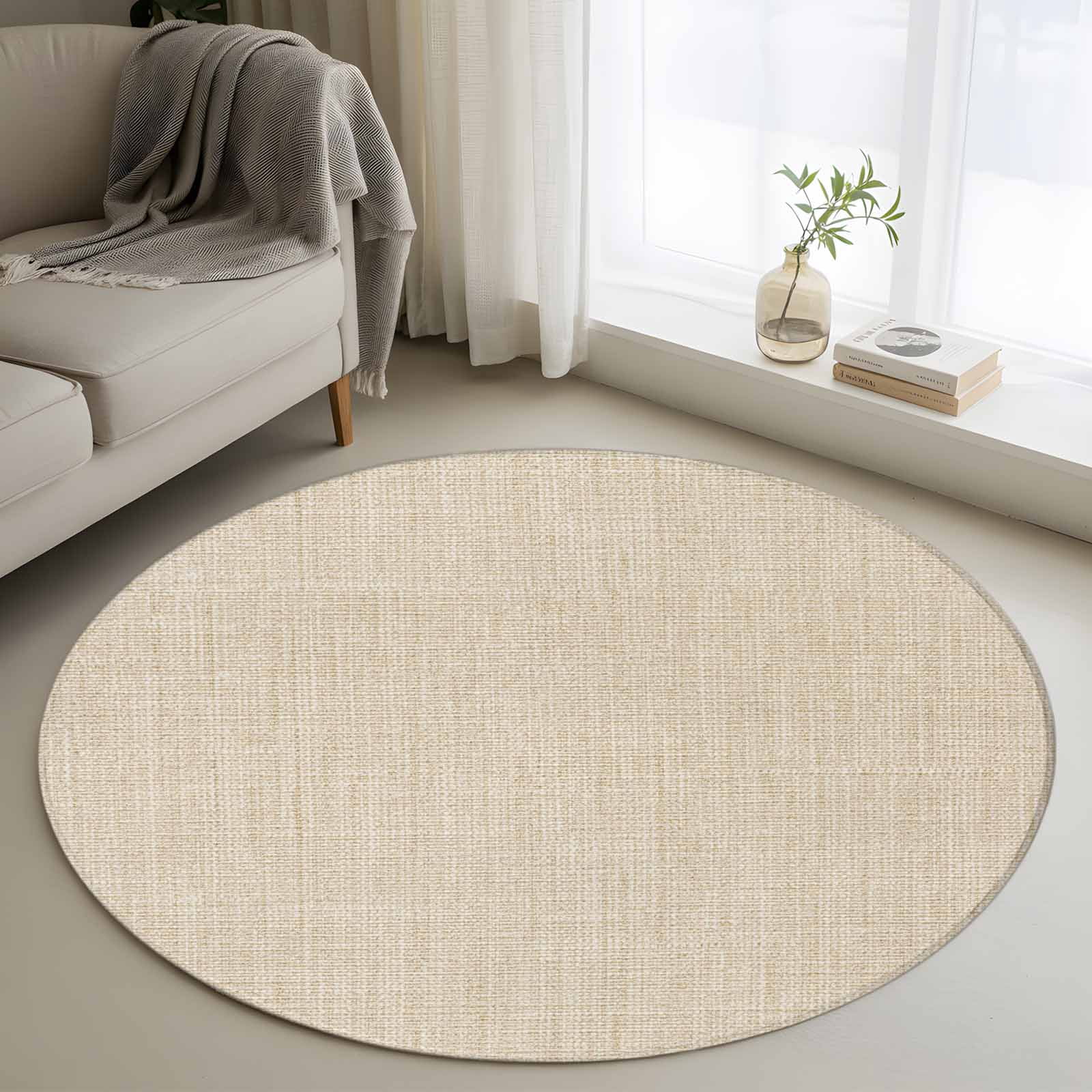 Beige Round Area Rug