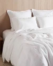 Solid White Linen Duvet Bedding Set