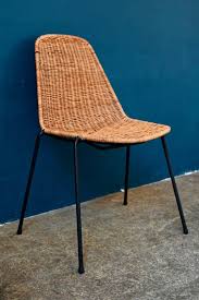 Woven Wicker and Metal Dining Chair