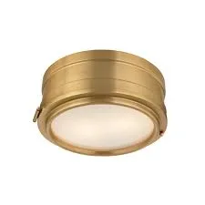 Round Brass Flush Mount Ceiling Light