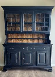 Black Painted Wood Buffet Hutch