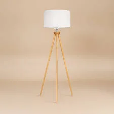 Natural Wood Tripod Floor Lamp