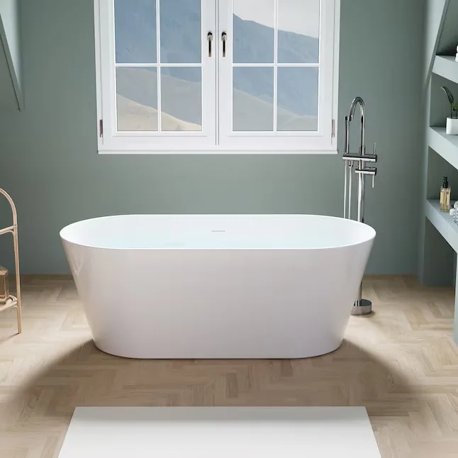 WELLFOR Divan White Oval Acrylic Freestanding Bathtub