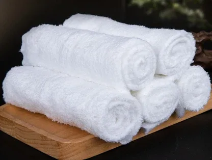 White Cotton Rolled Towels