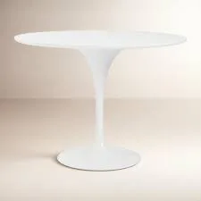 Flow White Round Pedestal Dining Table