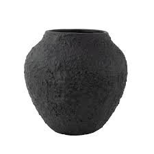 Black Textured Decorative Planter Set