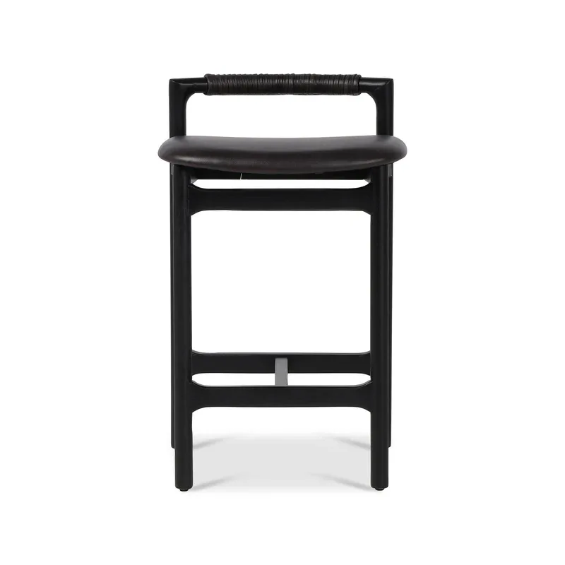 Four Hands Baden Black Wood Bar Stool