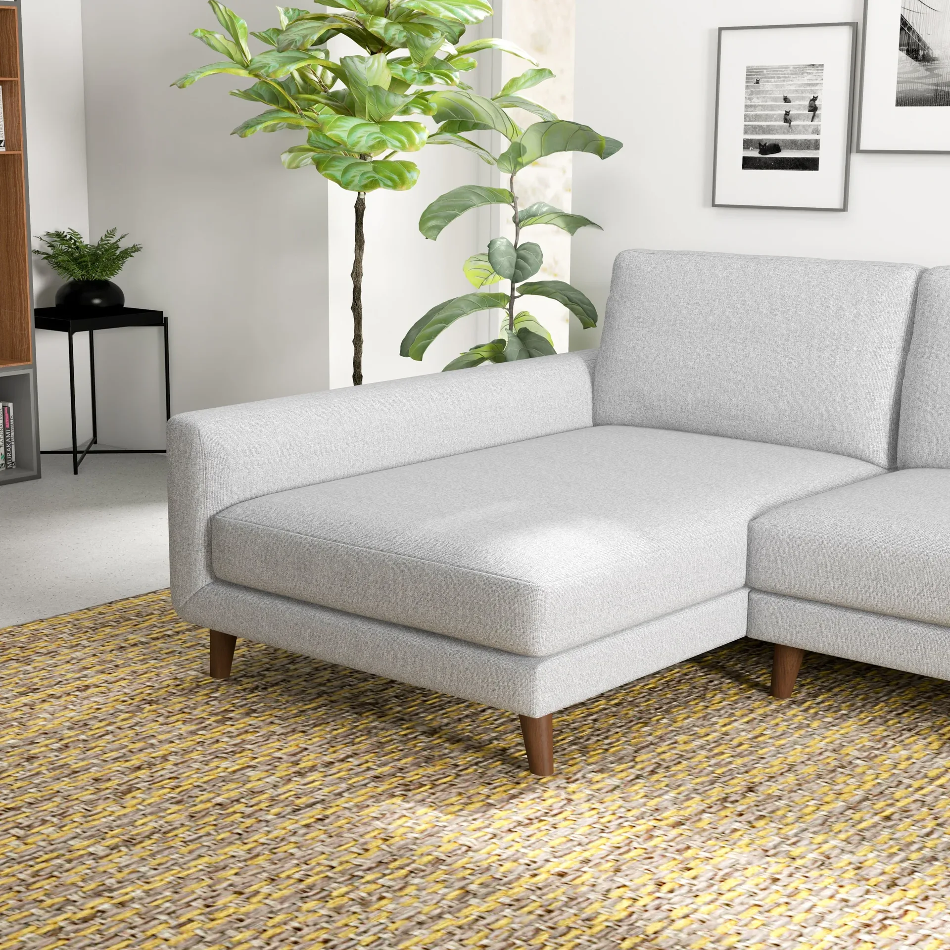 Bellisa Mid-Century Modern Fabric Sectional Sofa