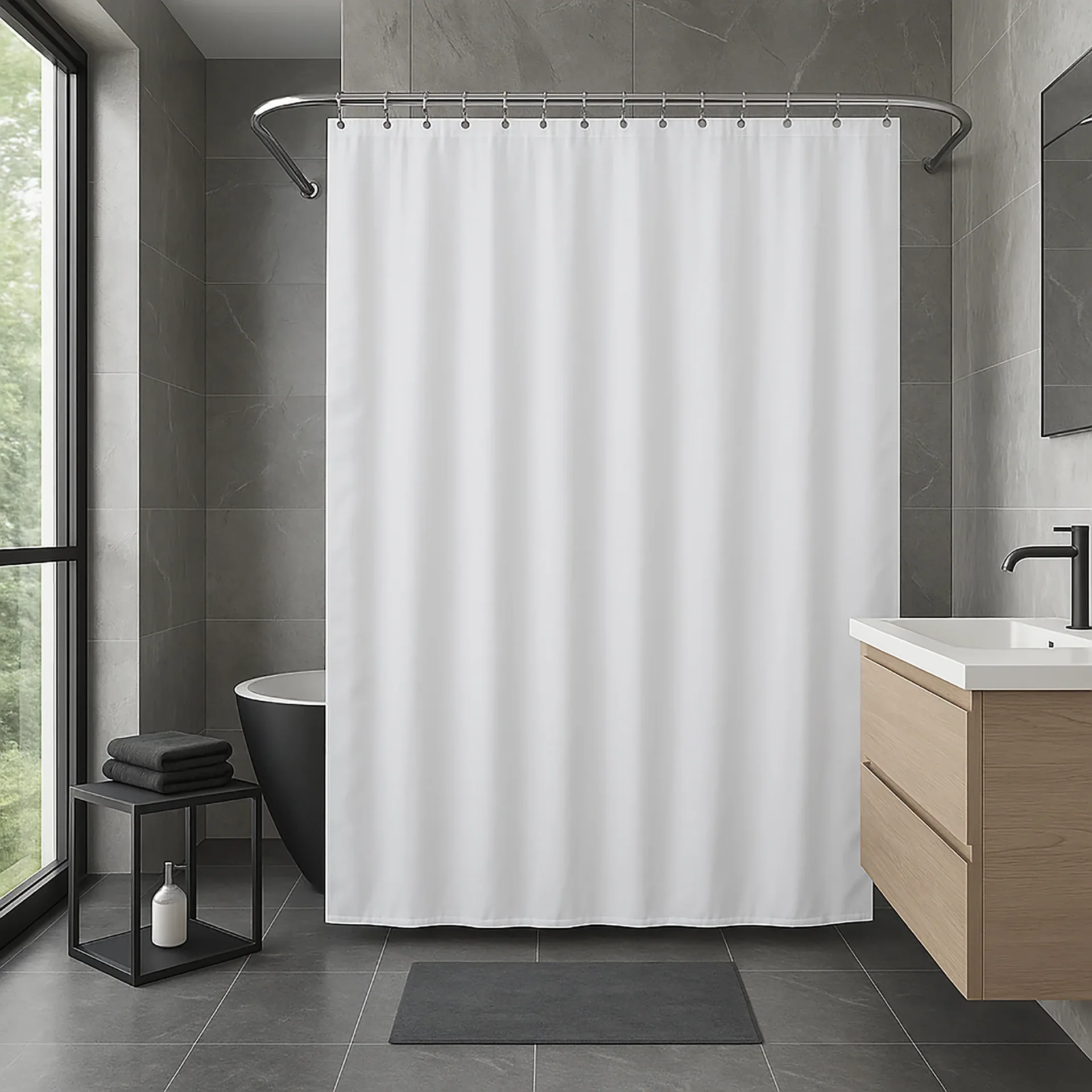 Solid White Shower Curtain