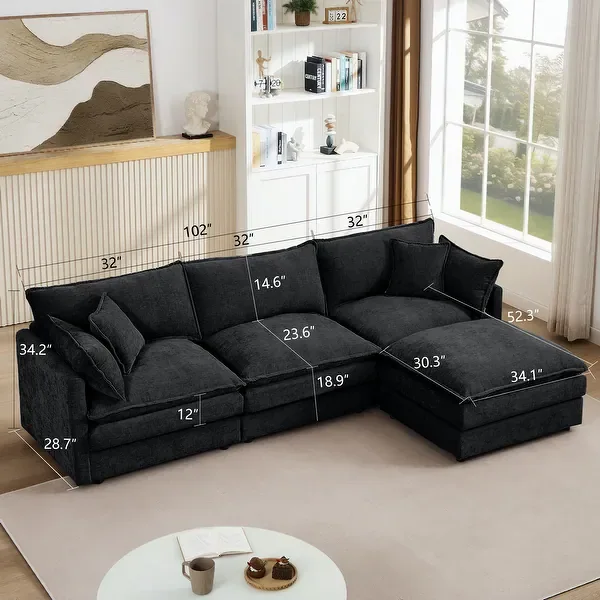 Modern Gray Textured Velvet Sofa