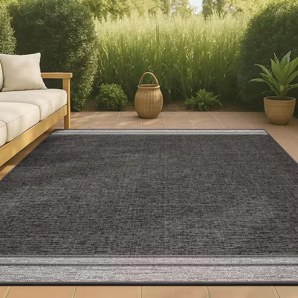 Modern Minimalist Black and Cream Area Rug