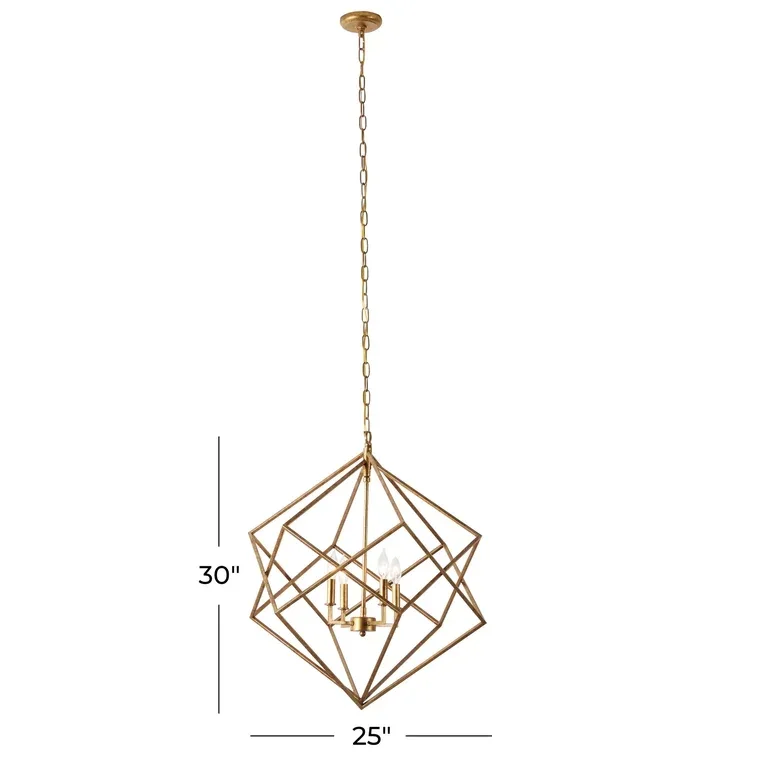 DecMode Modern Gold Geometric Pendant Light