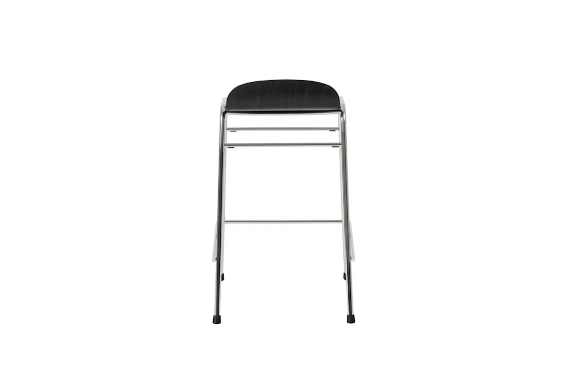 Black Wood and Chrome Bar Stool