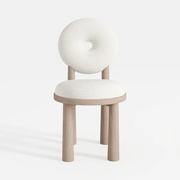 Boucle and Oak Accent Chair