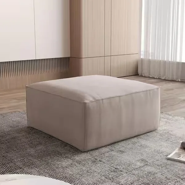 Brown Velvet Square Upholstered Ottoman