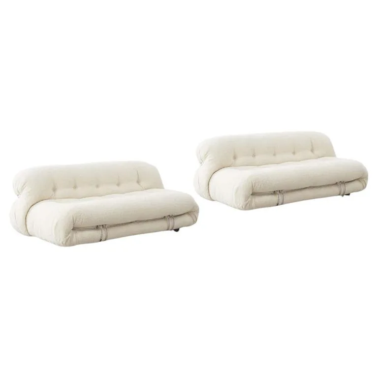 Cream Boucle Tufted Sofa