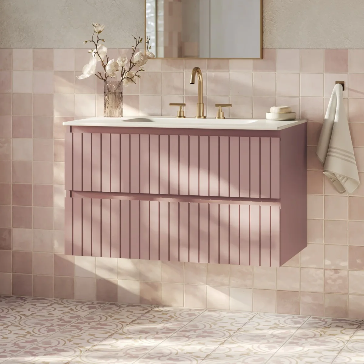 Prima Rose Pink Pink Matte Bathroom Vanity