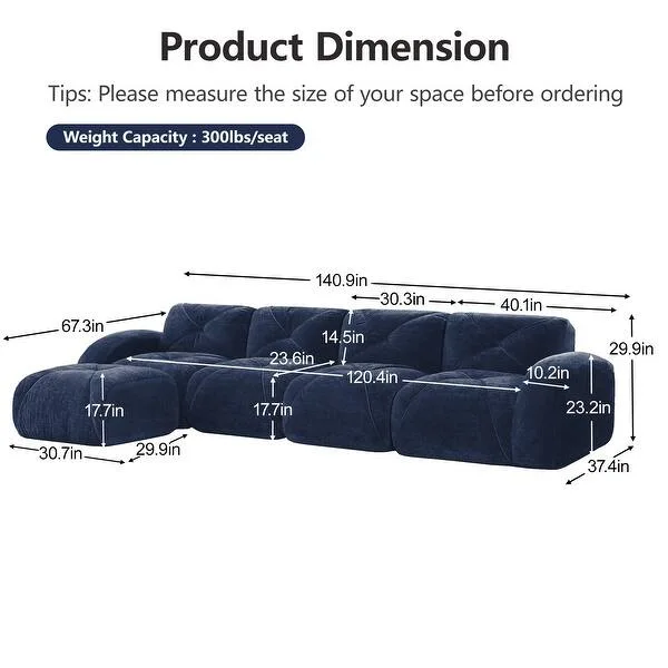 Tufted Velvet Modular Sectional Sofa