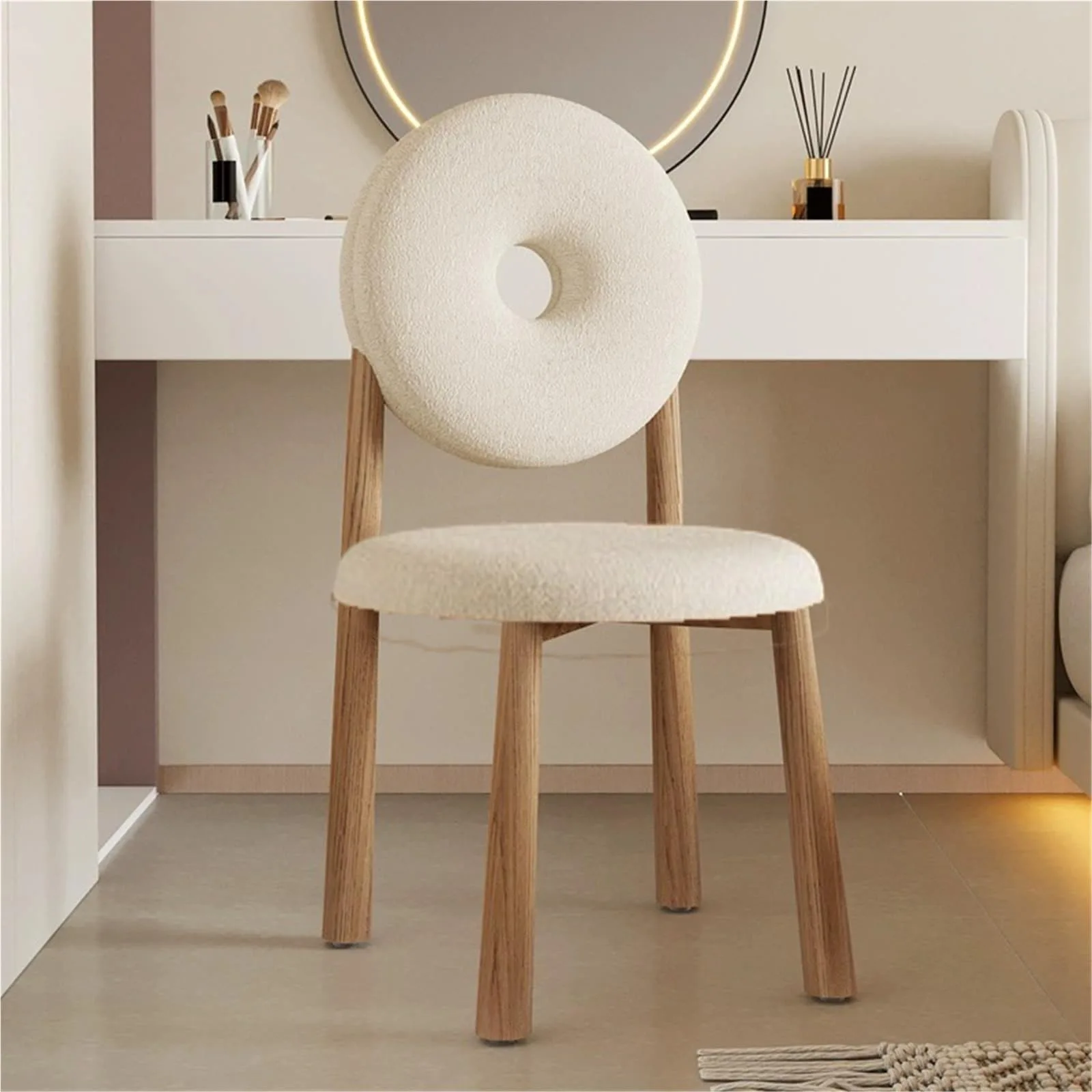 Round Back Boucle Accent Chair