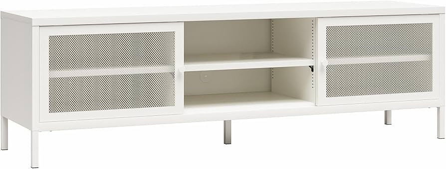 White Metal Media Console