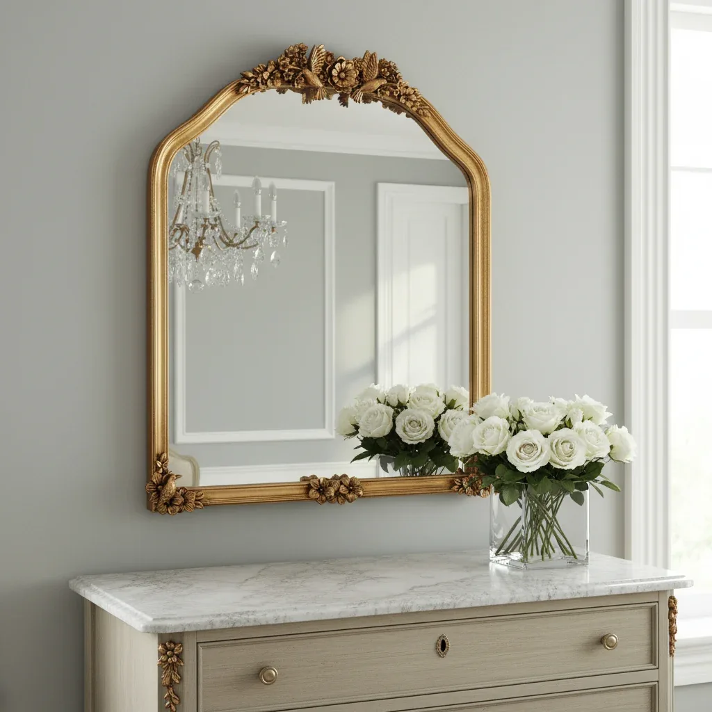 Antique Gold Arched Wall Mirror