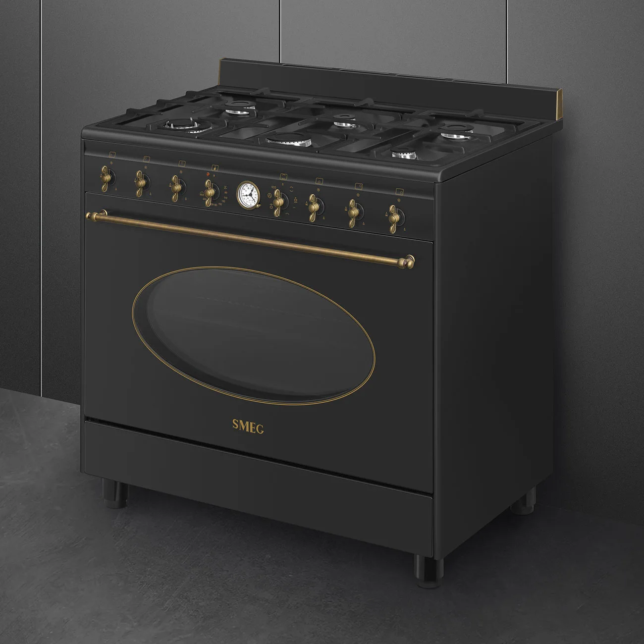 Smeg Matte Black Gas Range