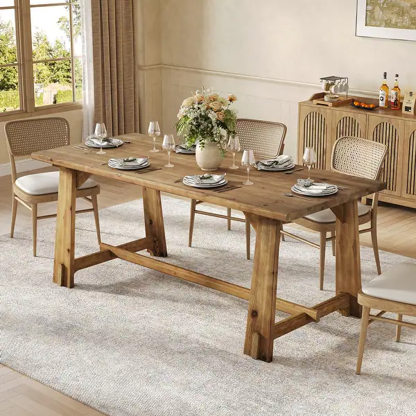 Rustic Rectangular Solid Wood Dining Table