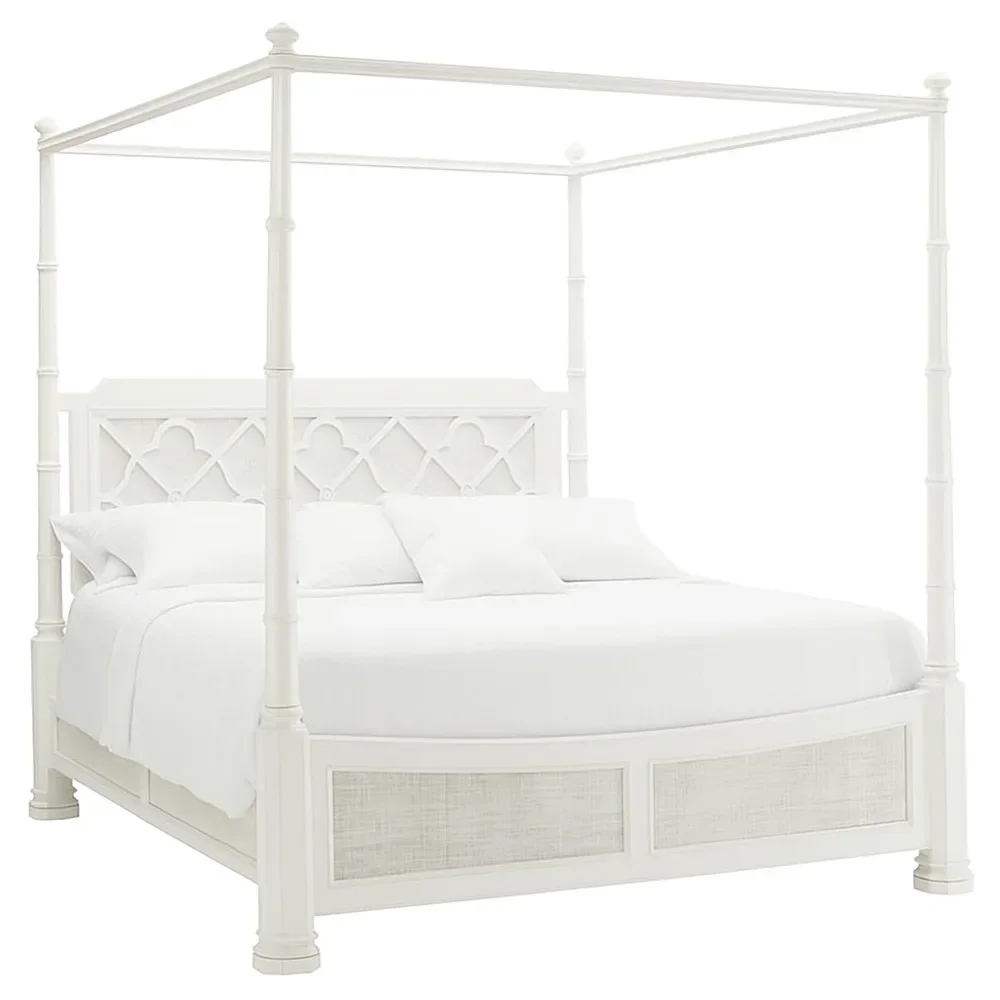 Luka White Wood Canopy Bed