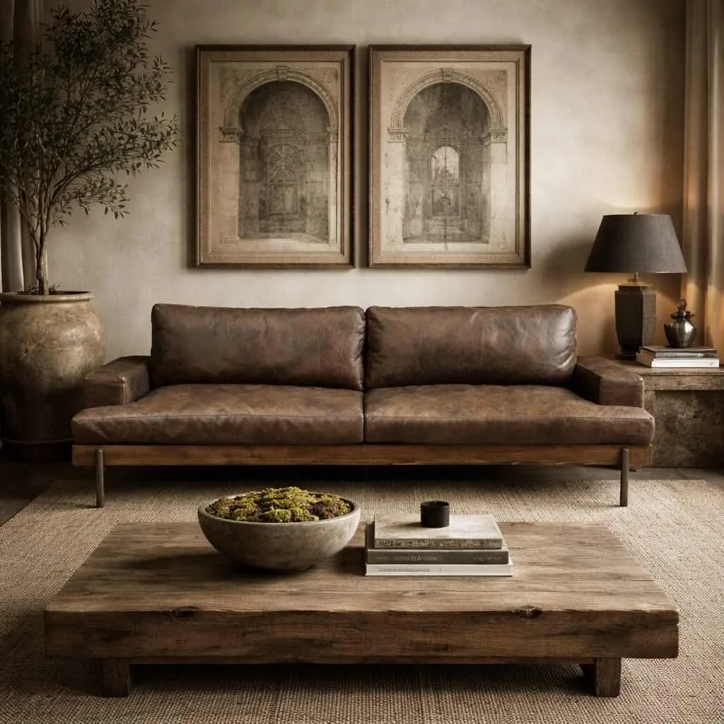 Vintage Brown Leather Sofa