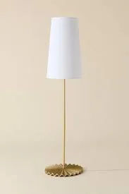 Gold and White Metal Floor Lamp