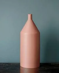 Matte Pink Ceramic Bottle Vase
