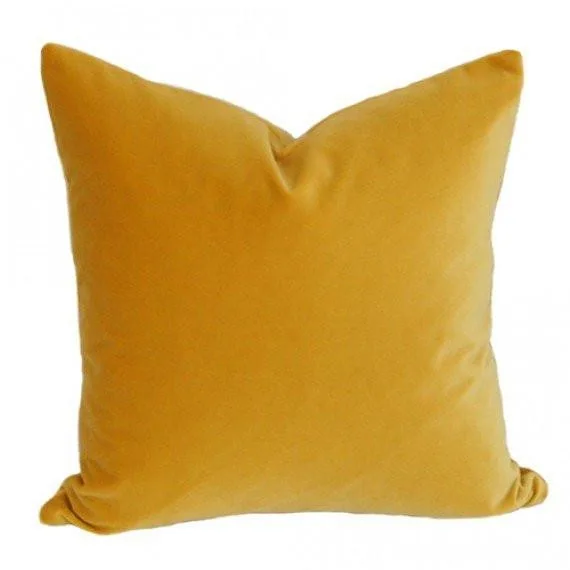 Solid Yellow Velvet Throw Pillow