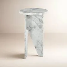 Sculptural Round Marble Side Table