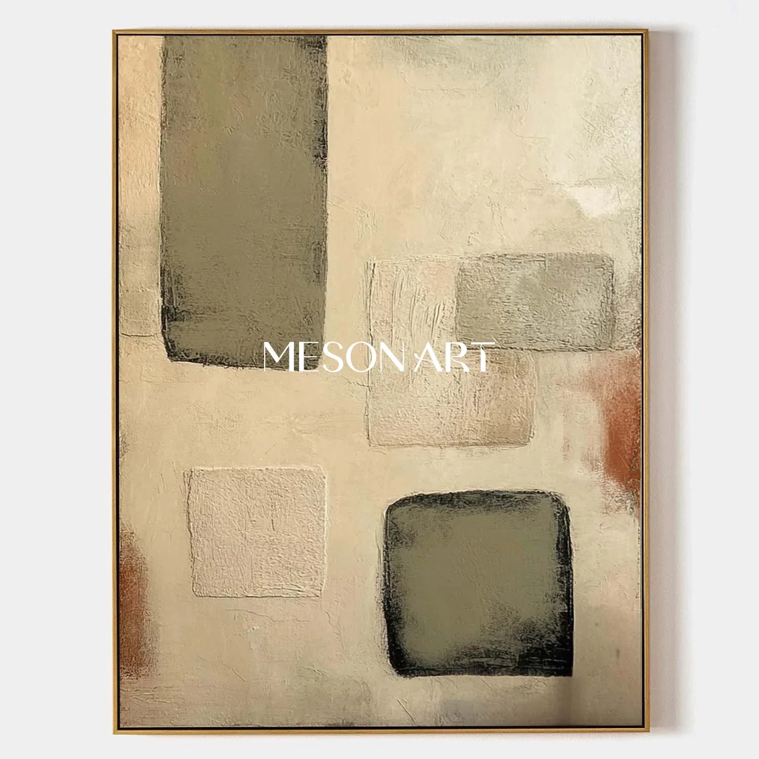 Beige and Green Abstract Wall Art