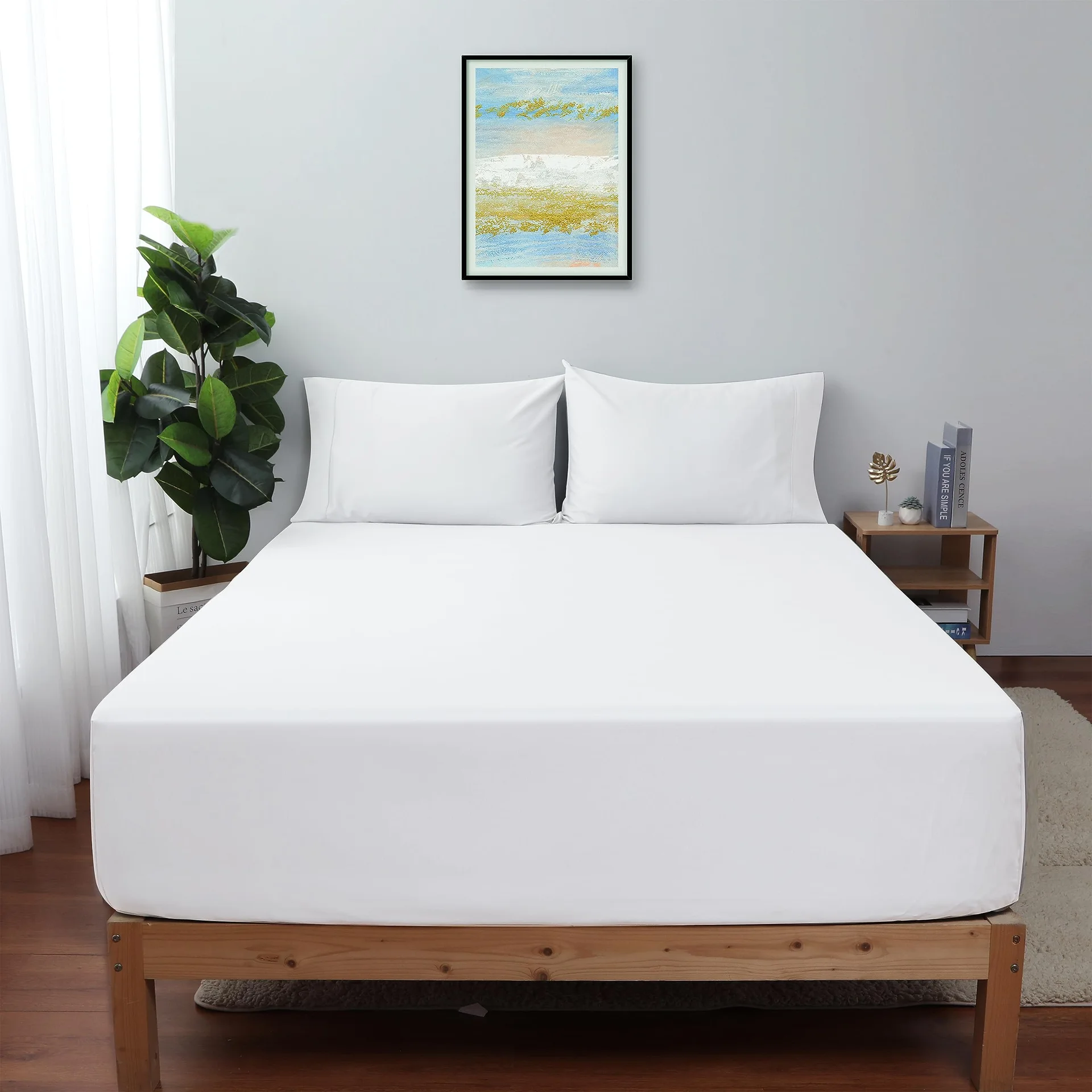 Solid White Cotton Fitted Sheet