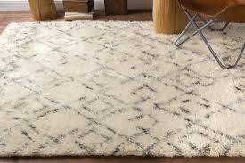 Cream Trellis Wool Area Rug