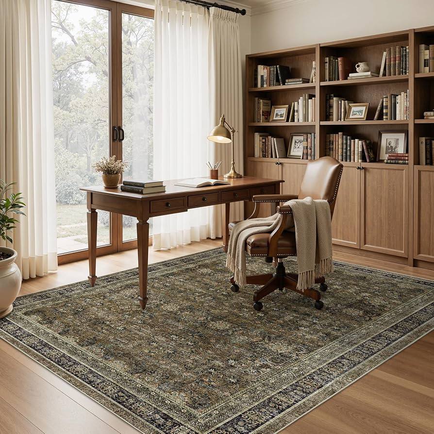 Distressed Floral Area Rug