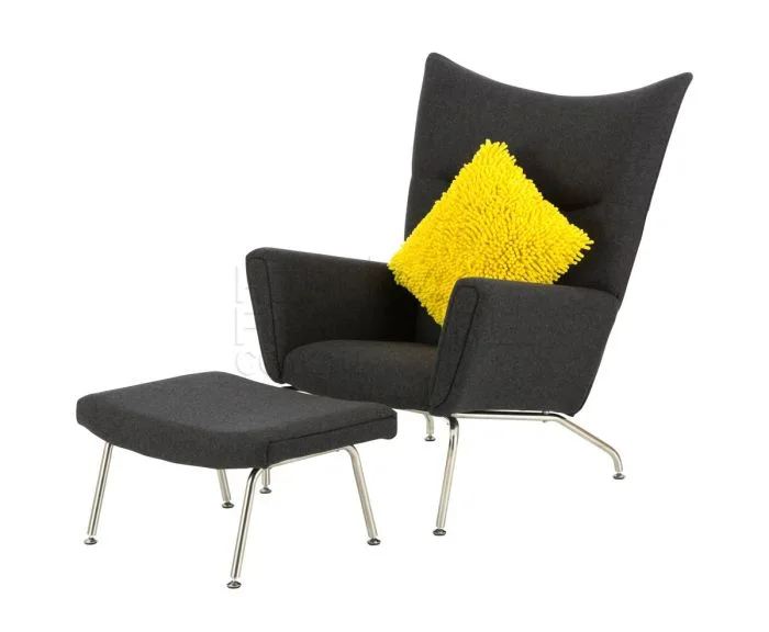 Mid-Century Modern Gray Fabric Armchair
