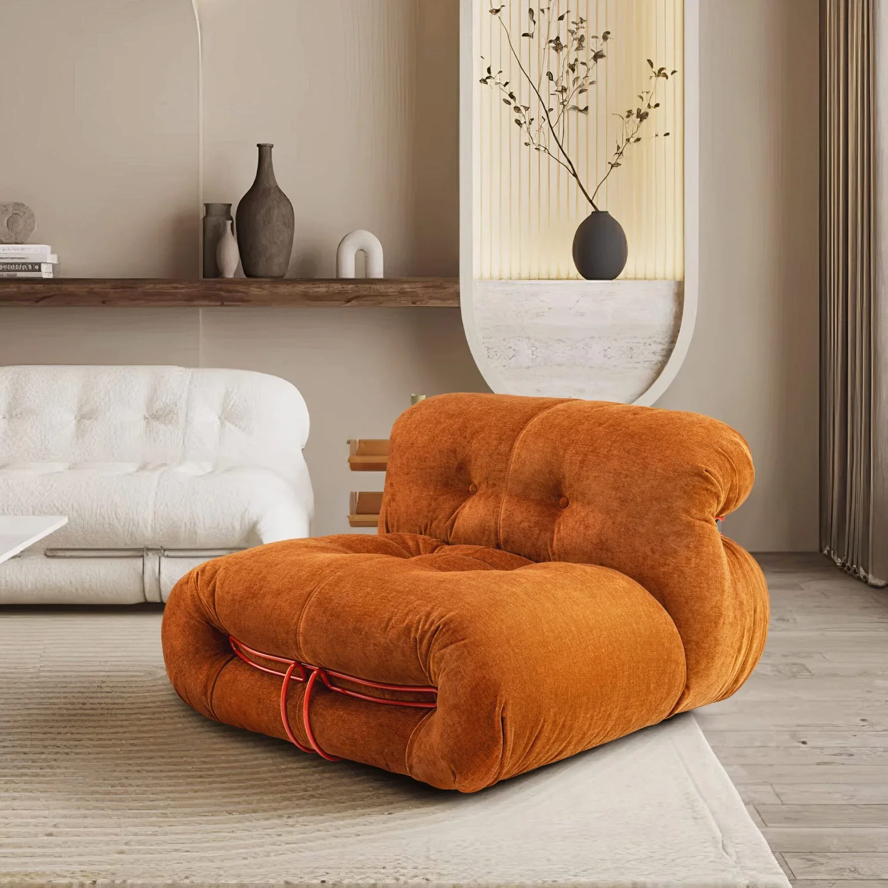 Textured Orange Modular Lounge Chair
